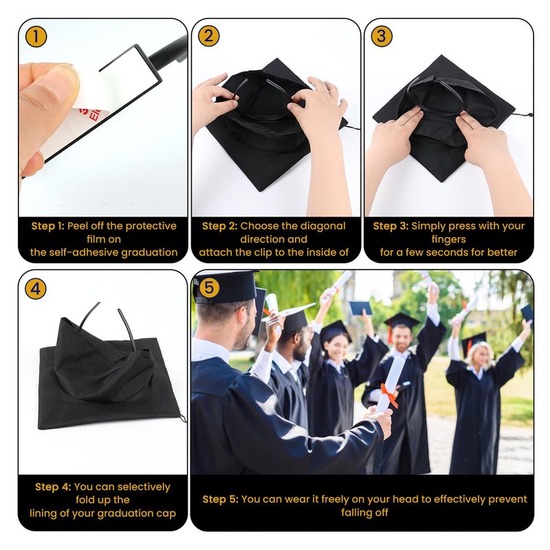 Nomanak Graduation Cap Headband - Secures Your Graduation Cap, Don't Change Your Hair, Unisex Headband for Graduation Cap, 4 Pack