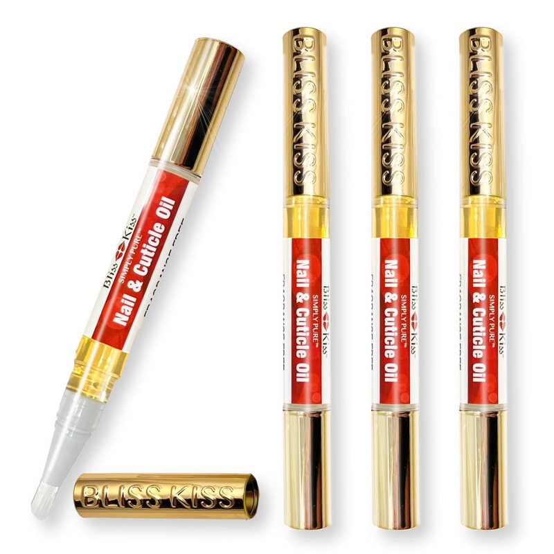 Bliss Kiss Fragrance-Free Nail Oil Cuticle Pens - Vitamin E & Jojoba | Nail Strengthener for Brittle, Peeling Nails