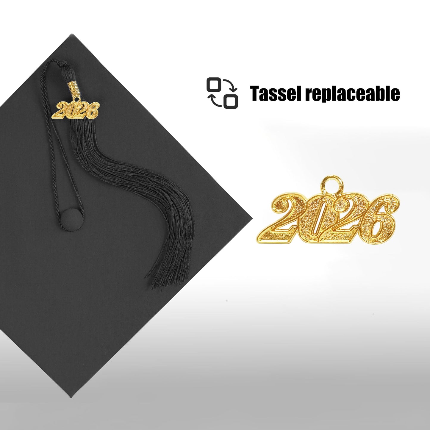 YIIOSS Unisex Adult Matte Graduation Cap with Graduation Tassel and Year Charm for High School and Bachelor Master, Black