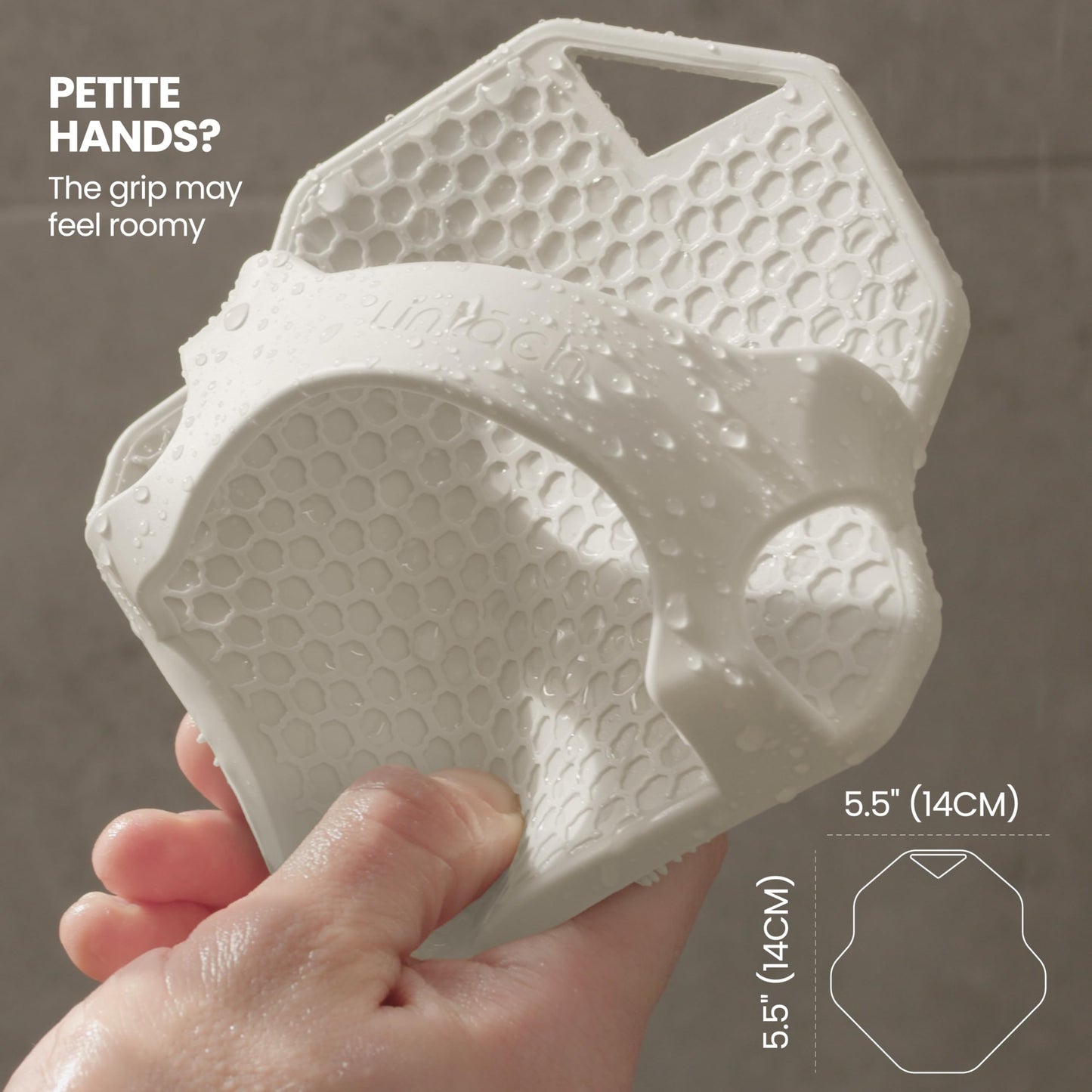 Silicone Shower Scrubber for Body – Exfoliating Loofah Alternative, Zinc & Silver-Infused, Hygienic & Gentle for Sensitive Skin, Durable & Long-Lasting Body Scrubber for Men - White Sand