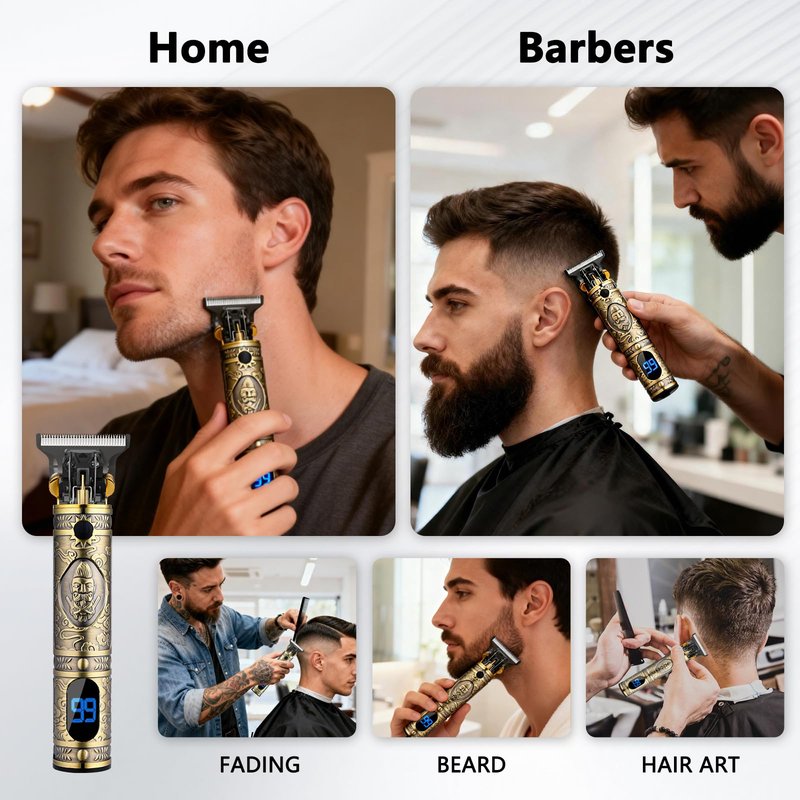 AMULISS Professional Mens Hair Clippers Zero Gapped Cordless Hair Trimmer Professional Haircut & Grooming Kit for Men Rechargeable LED Display