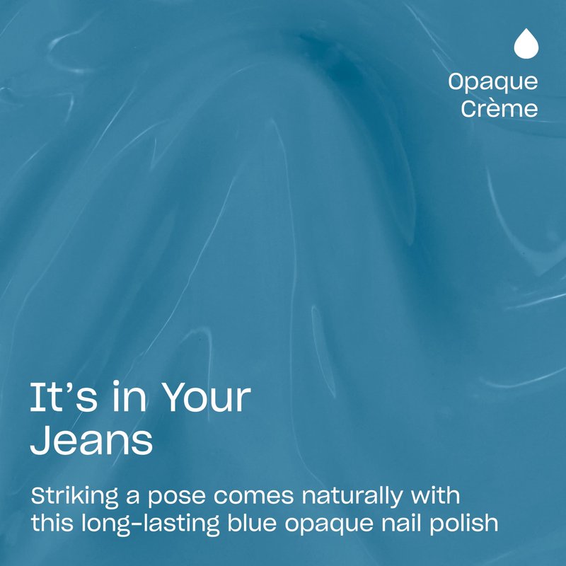 OPI Infinite Shine It’s in Your Jeans | Opaque Blue Long Wear Gel Like Crème Nail Polish | Make 'Em Jelly! Collection | Summer 2025