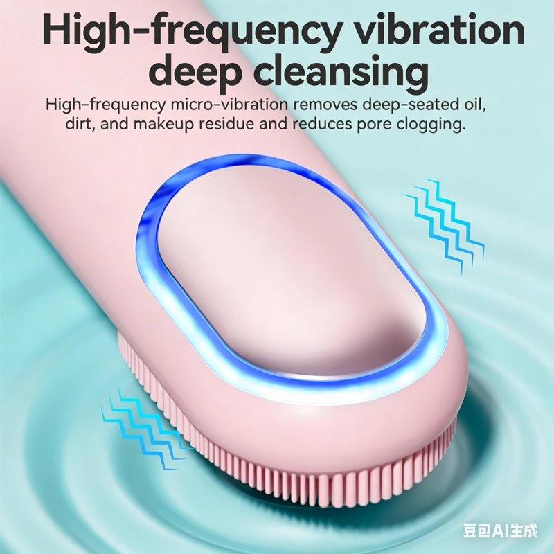 Silicone Facial Cleansing Brush, Portable Electric Face Scrubber with Hot Cold Vibration, 3 Modes, USB‑C Rechargeable, Deep Cleansing, Exfoliating, Pore Minimizing Skin Care Tool for Women Men (Pink)