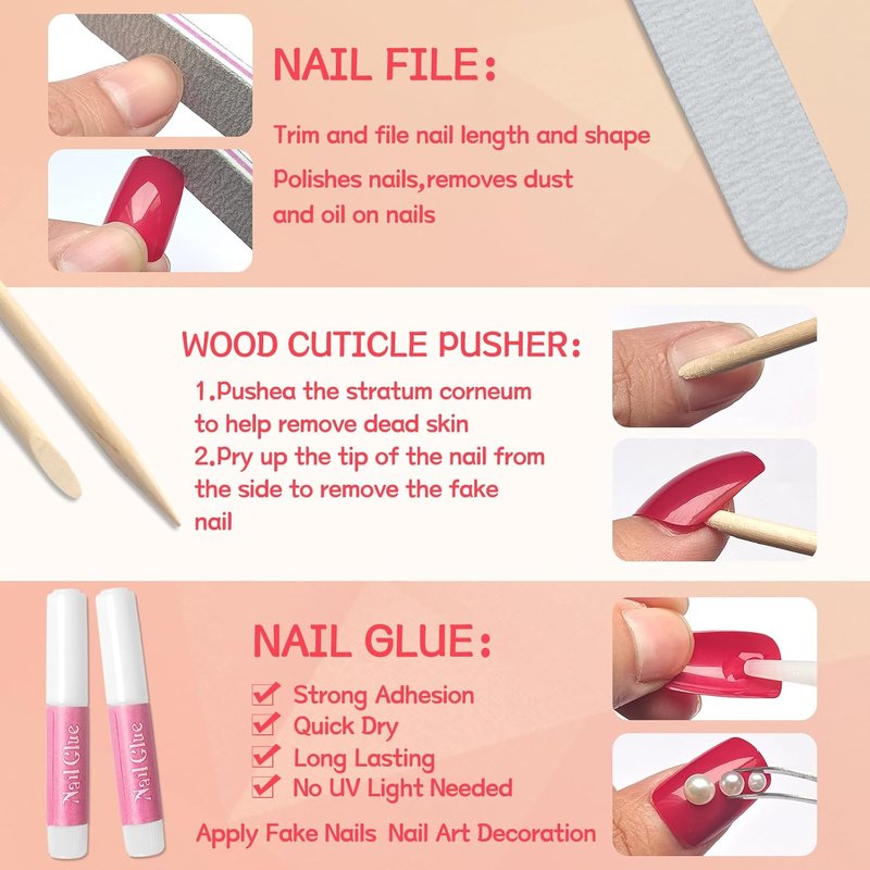 576pc Almond Press on Nails Medium Stiletto Fake Nails Press ons Acrylic Nail Press Nail Almond Glue Nails for Women, 24 Color Stick Nail Tip Artificial Fingernail Presson Nail with Glue&Tab