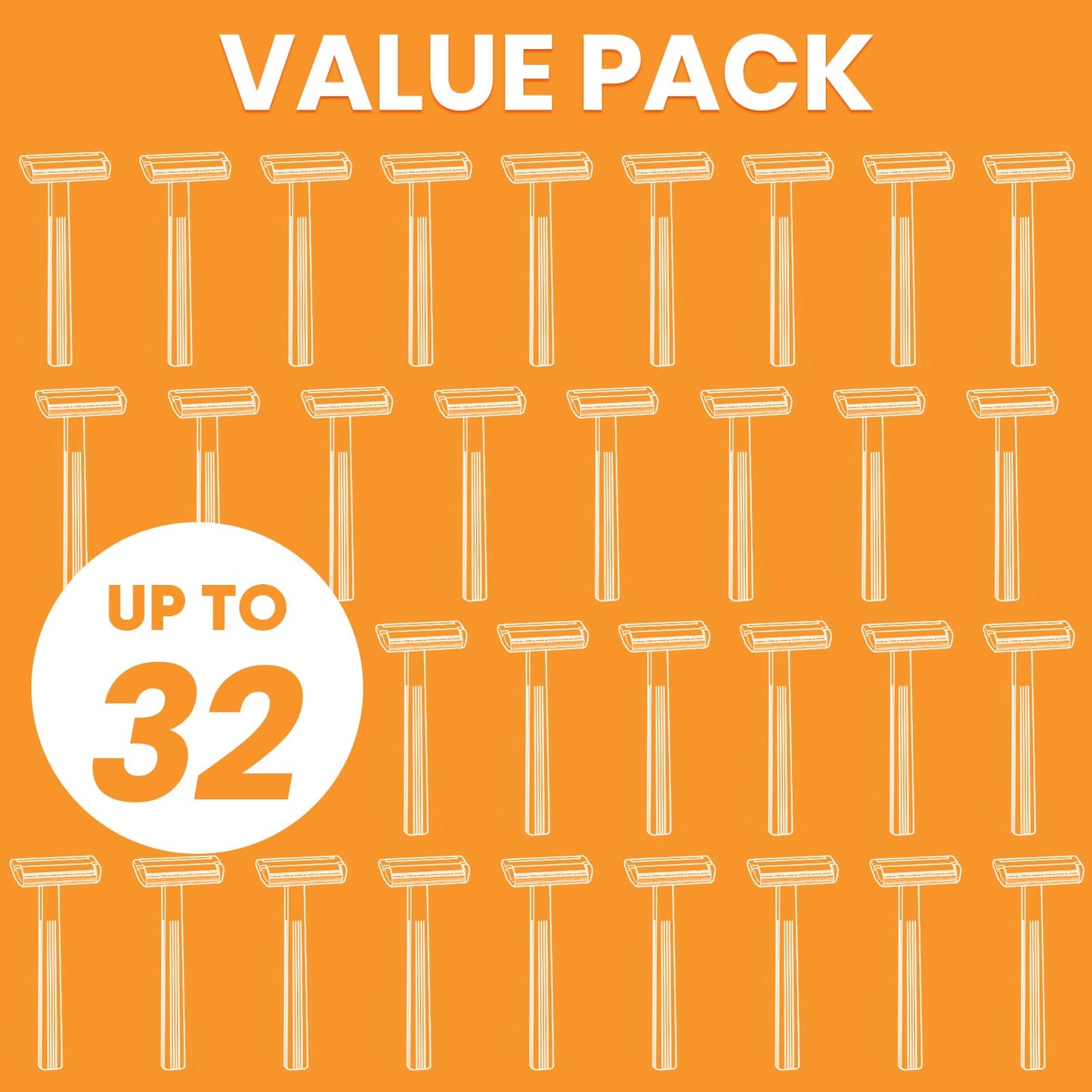 Comfycheer 32 count Disposable Razors for Men，Single Blade Razors，Bulk Stainless Steel Shavers with Protective Head for Shaving Sensitive Skin