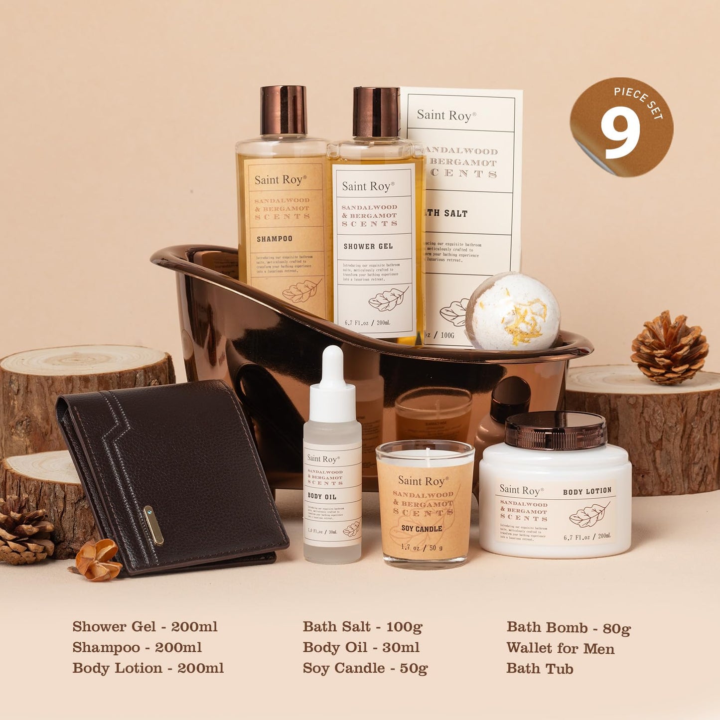 Fathers Day Gifts for Men Dad Birthday Gifts Spa Kit Cedar & Bergamot Scents Bath Gift Set and Shower Gift Bath and Body Gift Basket Set Mans Gift Bath Spa Kit Spa Baskets, Home Spa Care Men Gift set