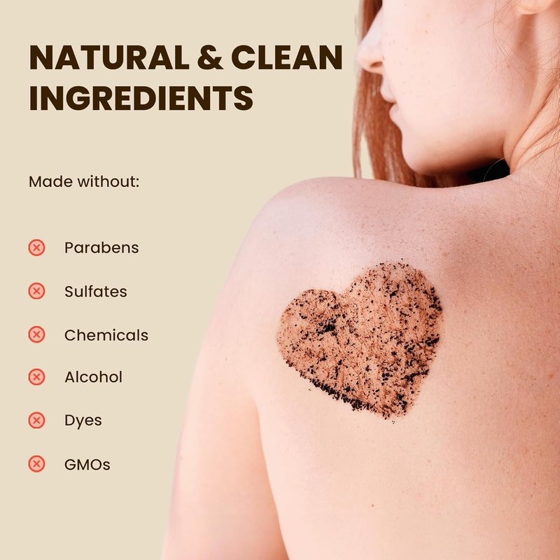 Organic Robusta Coffee Body Scrub - Moisturizing Exfoliant with Coconut Oil & Shea Butter | 8 oz for Cellulite & Fine Lines