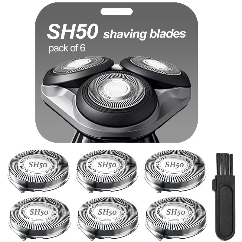 SH50 Replacement Heads for Philips Norelco Series 5000 Razors - High-Performance Rotary Blades, 6-Pack