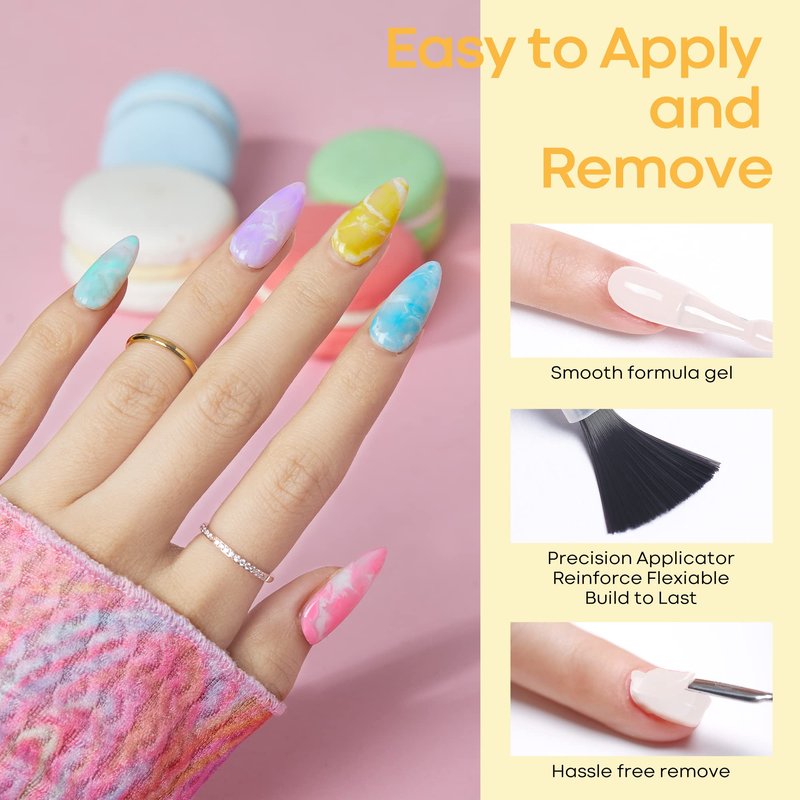 modelones Spring Pastel Gel Nail Polisht, 6 Colors Easter Pink Purple Blue Green Shades Macaron Colors Nail Art Gel Design for Women Girl Nail Lovers Gift Salon DIY