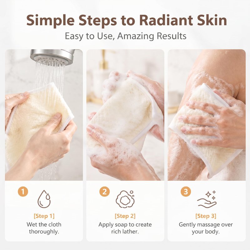 MAQIHAN Exfoliating Cloth - 4 Pack Exfoliating Washcloths for Body and Face Clean 8 × 10 inches Durable Weave Bath Body Scrubber Face Wash Cloths Bath Towel Washcloths Wash Towels for Women and Men