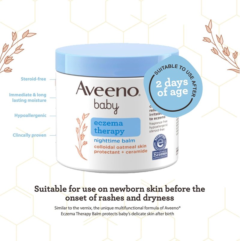 Aveeno Baby Eczema Therapy Balm - Moisturizing Nighttime Relief for Dry, Itchy Skin | 11 oz