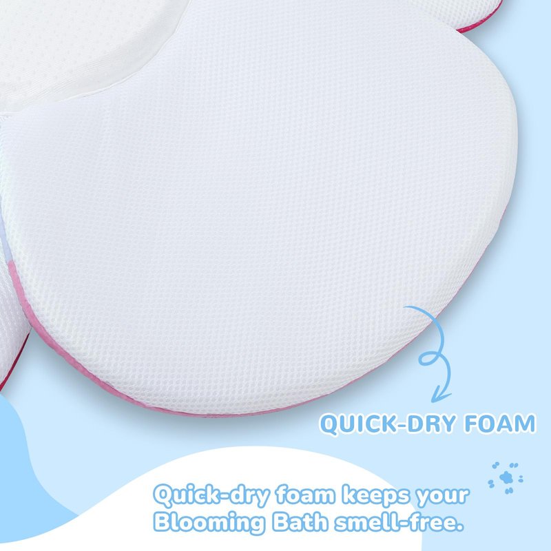 Premium Baby Bath Pad with Butterfly Flower - Ultra Soft & Quick Dry Bathtub Mat for Newborns, Anti-Slip Sink Cushion (Red-Blue)