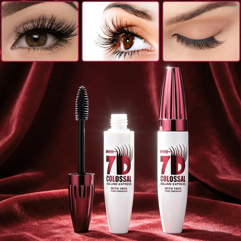 2Pack 7D Waterproof Mascara,Volumizing&Lengthening Mascara,Long Lasting Smudge Proof Mascara,Black Buildable Thickening Mascara for Eyelashes,Thickening Eye Makeup for Defined Curl,For Women and Girl