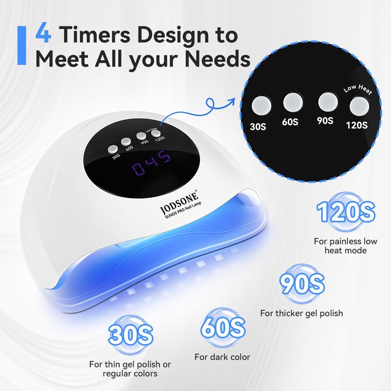 JODSONE Quick U V LED Nail Lamp with 4 Timer Settings Auto Sensor Nail Dryer White