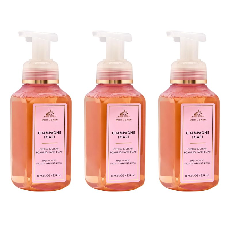 Bath & Body Works Champagne Toast Gentle & Clean Foaming Hand Soap - Germ-Cleansing Hand Soap with Gentle Cleansing & Conditioning Formula - Dermatologist Approved - Thoughtful Gift - 3-Pack