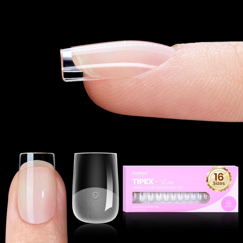 Beetles Nail Tips - Instant Apex XS Square Extensions | 16 Sizes 00-14, No Builder Gel Needed