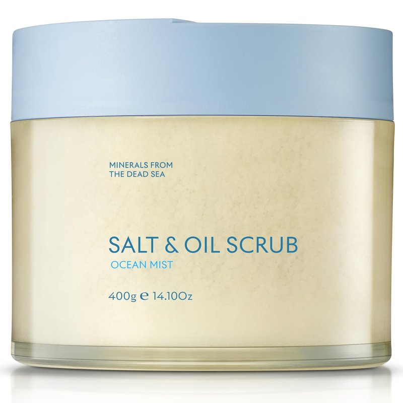 SEACRET Minerals Dead Sea Salt & Oil Body Scrub - Exfoliator with Rosehip, Sea Buckthorn & Green Tea, Mineral Rich Spa Treatment Stimulates Cell Renewal, Ocean Mist, 14.1 Fl Oz / 400 ml