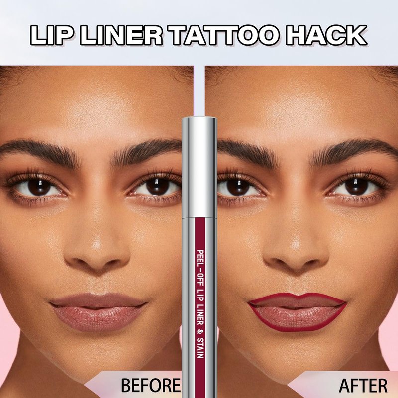 Cilrofelr Peel Off Lip Liner Stain, Long Wear Tattoo Lip Liner with Tweezer, Peel Off Lip Stain with Matte Finish, Long Lasting, Waterproof, Transfer-proof, Highly Pigmented Color (Berry)