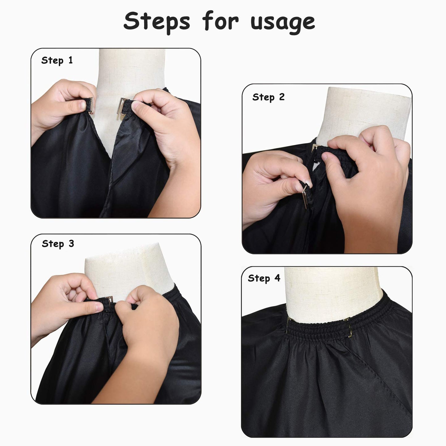 TONGTLETECH Hair Cutting Cape - Waterproof Salon Barber Cape Cloth Hairdressing Nylon Gown Unisex Black Haircut Apron for Hair Styling,Cutting and Coloring - 47 x 59 Inches