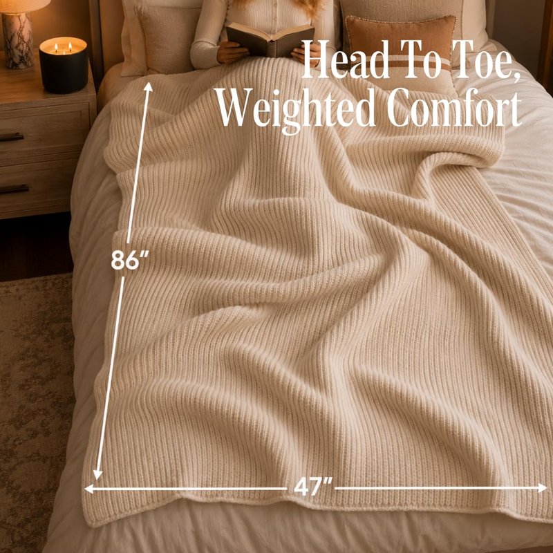Greenwich Weighted Blanket 15 lbs – 100% European Cotton, Made in Portugal – Soft, Breathable & Chemical-Free Weighted Throw Blanket for Adults, Sofa or Bed - 86 in x 47 in