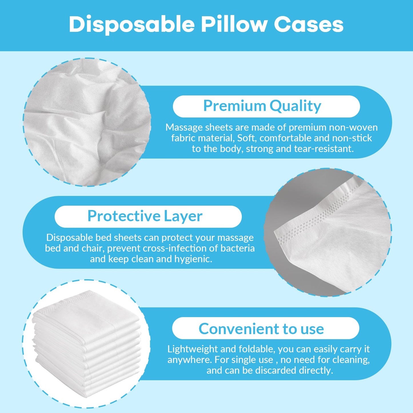 Tvvcalk Disposable Pillowcases, 100PCS Disposable Pillow Case Covers, Soft Non-Woven Fabric Disposable Pillow Cases for Medical, Hospital, Hotels, SPA Tattoo Lash Pillow Covers, White, 21 in x 30 in