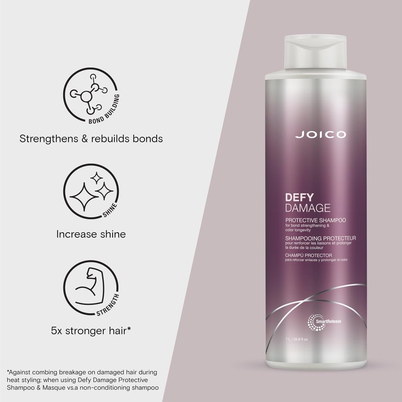 Joico Defy Damage Protective Shampoo | For Color-Treated Hair | Strengthen Bonds & Preserve Hair Color | With Moringa Seed Oil & Arginine | 33.8 Fl Oz