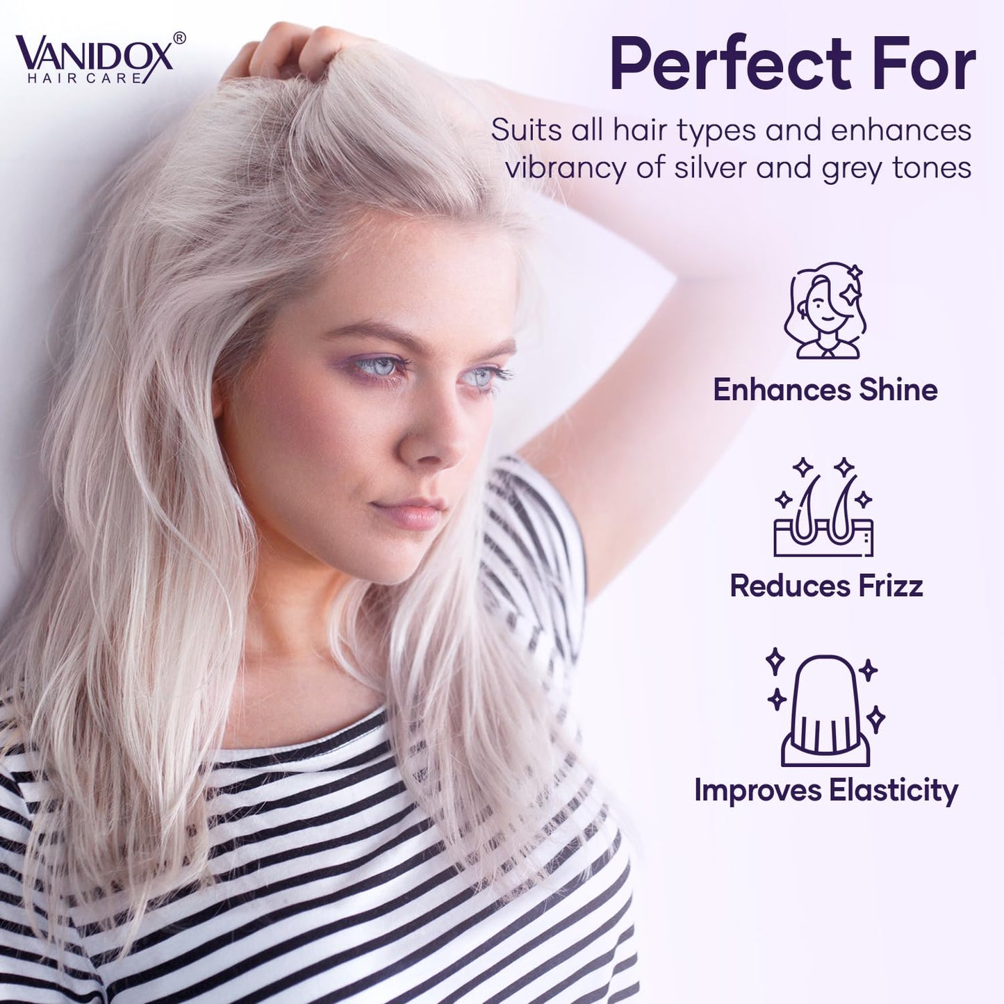 VANIDOX Purple Shampoo & Conditioner Set - Sulfate Free, Moisturizing for Grey & Silver Hair | 16 fl oz Each