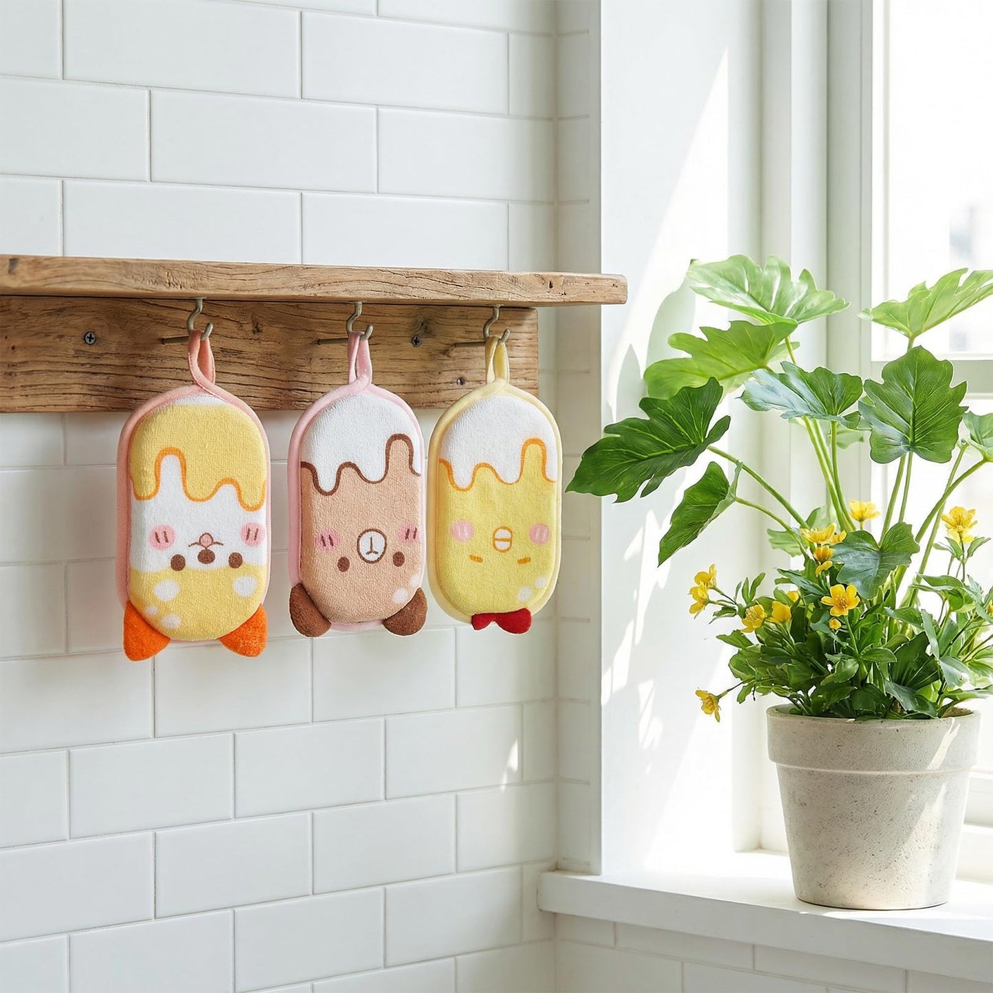 4 Pack Baby Bath Loofah Sponge Soft Bathing Sponge Absorbent Exfoliating Body Scrubber Sponges Cute Loofa Sponges Cartoon Pattern Shower Baby Sponge for Shower Washing Bathing Time Most Skin Type