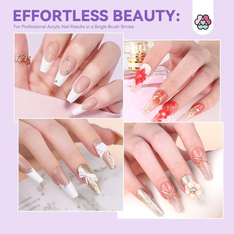SAVILAND Acrylic Nail Kit - Kolinsky Nail Brush Set with Cleaner & Conditioner | Perfect for Home DIY