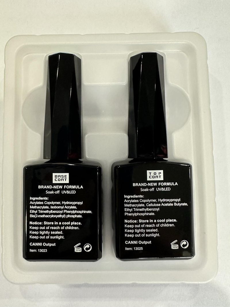 CANNI 2 Pcs No Wipe Gel Top Coat and Base Coat Set- High Gloss Shiny Long Lasting Base Top Coat Gel Nail Polish, Nail Art Home and Professional Manicure