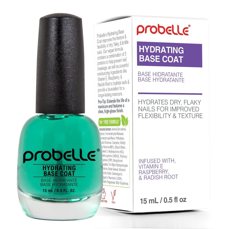 Probelle Hydrating Base Coat - Nourishing Moisturizer for Dry, Brittle Nails | Extends Polish Life & Adds Healthy Glow
