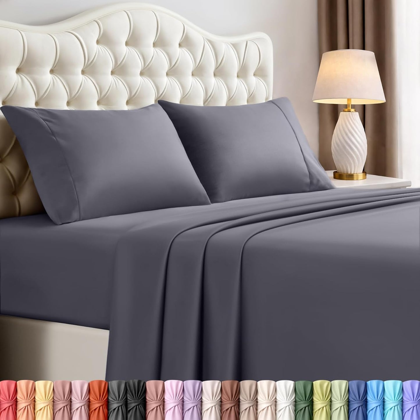 Utopia Bedding Queen Size Sheet Set - Soft, Breathable Microfiber | 4-Piece in Grey, Oeko Tex Certified