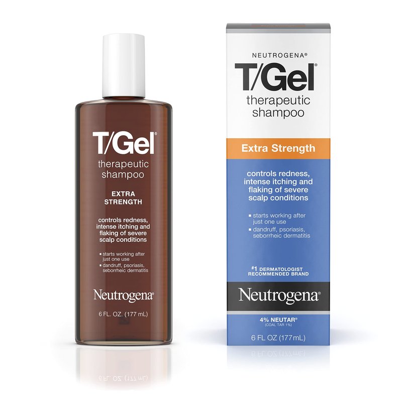 Neutrogena T/Gel Extra Strength Therapeutic Shampoo with 1% Coal Tar, Anti-Dandruff Treatment for Long-Lasting Relief of Itchy, Flaky Scalp due to Psoriasis & Seborrheic Dermatitis, 6 Fl Ounce