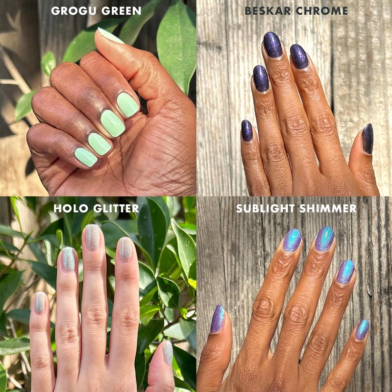Olive & June Long Lasting Nail Polish | Star Wars: The Mandalorian & Grogu | No Lamp Needed Lasts up to 10 Days | Salon-Quality Gel-Like 15-Free Vegan & Cruelty-Free Chip-Resistant | Grogu Polish Set