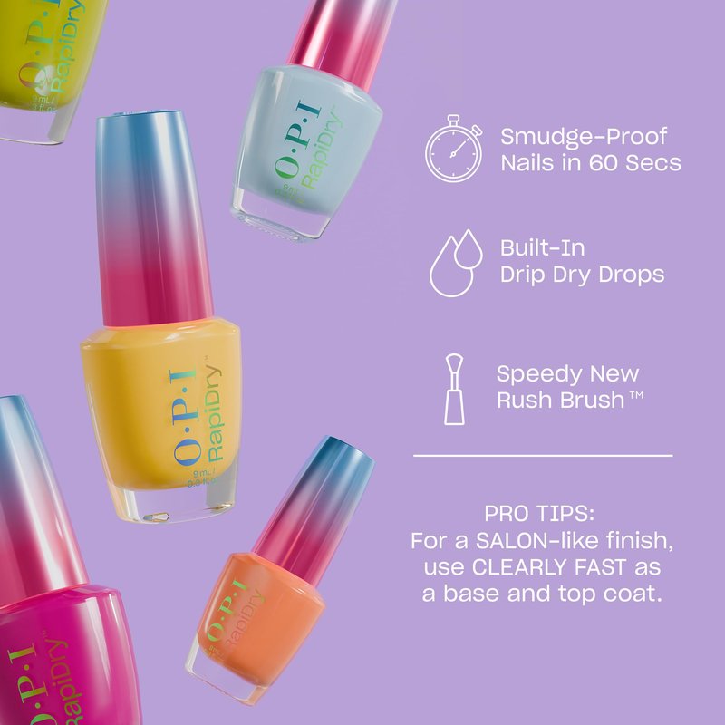 OPI RapiDry Snap Your Fingers | Opaque Soft Blue Crème Quick Dry Nail Polish | Vegan, Smudge Proof, Fast Drying