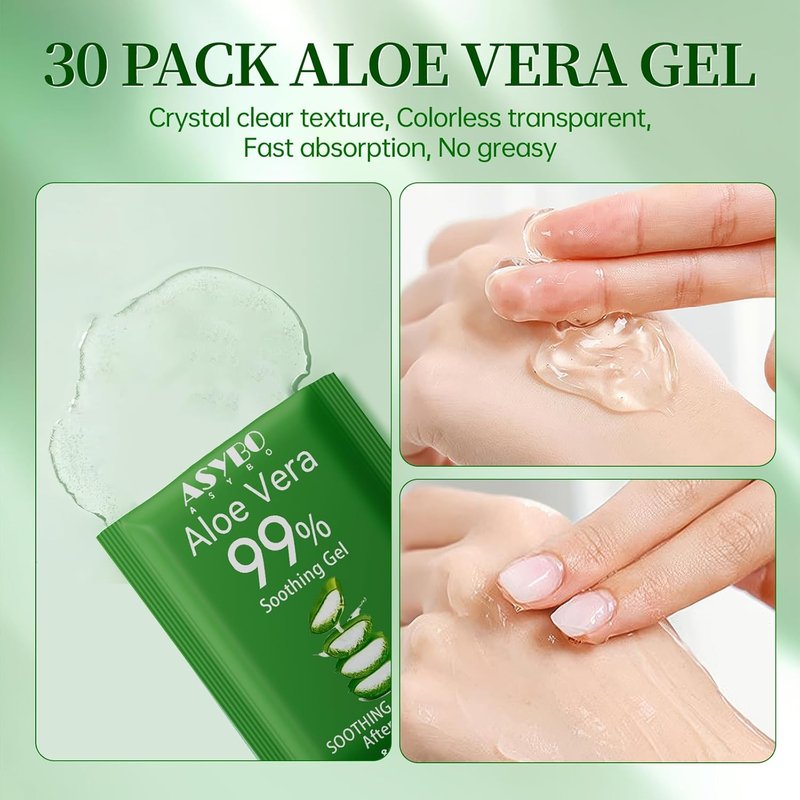 Aloe Vera Gel - 99% Pure Natural Moisturizer for Soothing Sunburn & Scar Repair | Travel Size 30 Pack
