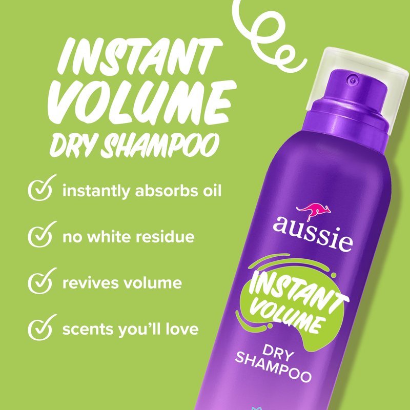 Aussie Instant Volume Dry Shampoo, Clean Volume, Talc-Free, Butane-Free, for Straight, Wavy and Curly Hair, 4.9oz