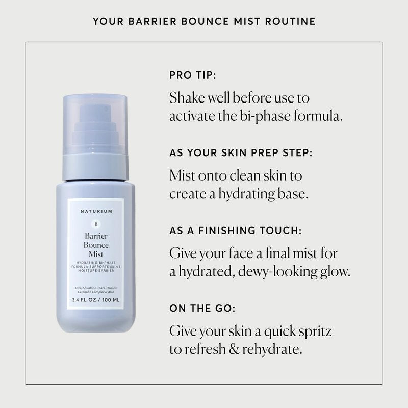 Naturium Barrier Bounce Mist, Hydrating Skincare with Urea, Squalane, Plant-Derived Ceramide & Aloe, 100 mL / 3.4 fl oz