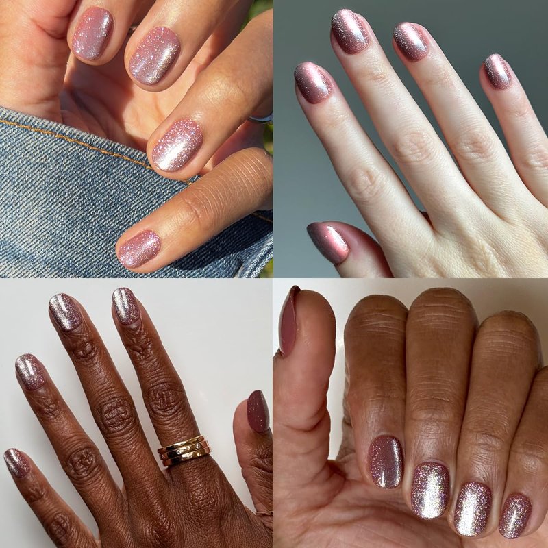Olive & June Effects Super Stick Mani Press On Nails | Extra Short Round | No Glue Needed | 32 Tab Nails in 16 Sizes | Non-Toxic Tabs | Easy On-Off Non-Damaging Real Look | 7-Day Wear | Shacket Velvet