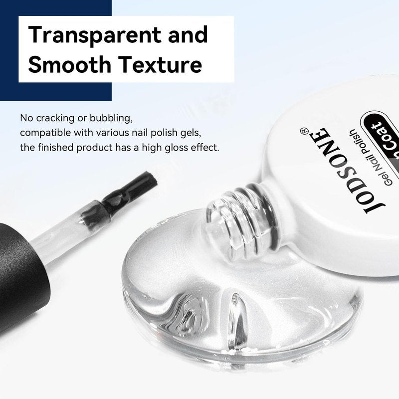 JODSONE Gel Top Coat - No Wipe Clear Finish for Long-Lasting Glossy Shine | 16.5ml Cured with UV Lamp