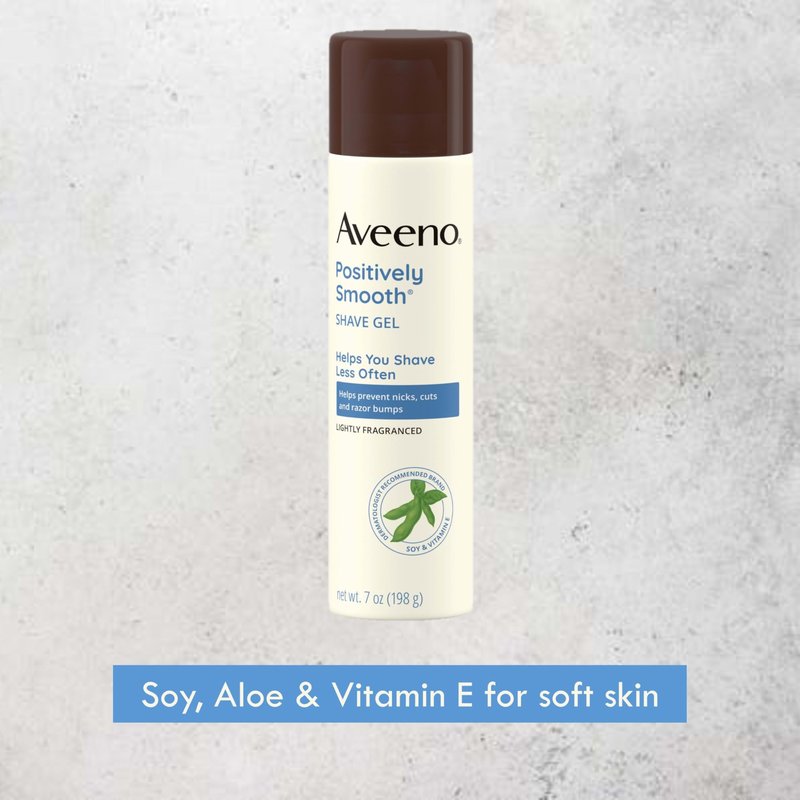 Aveeno Positively Smooth Moisturizing Shave Gel with Soy, Aloe & Vitamin E helps Prevent Nicks, Cuts & Razor Bumps, Creamy Shave Gel for a Close, Smooth Shave, Lightly Fragranced, Twin Pack, 2 x 7 oz