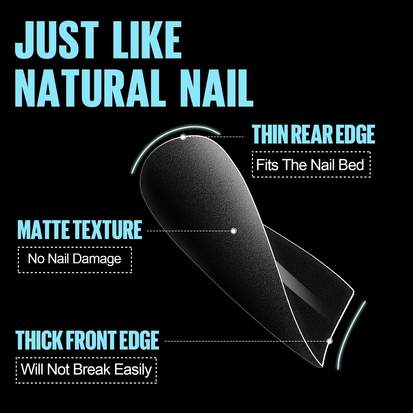 TOMICCA Extra Short Coffin Nail Tips, 15 Sizes 450Pcs Full Cover Gel Nail Tips for Extension Manicure, Acrylic Pre-shaped Double-sided Matte Fake Nails Christmas Nails with Box