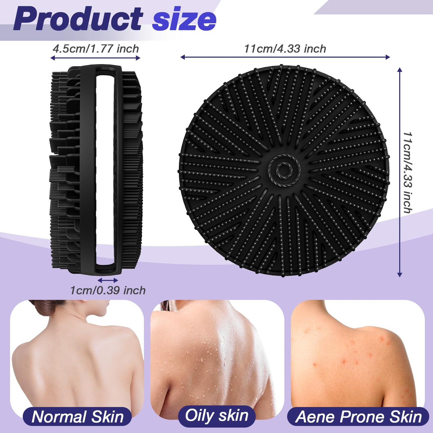 Manmihealth Dual-Sided Silicone Body Scrubber for Shower 2 PCS, 2-in-1 Silicone Shower Scrubber Brush for Men and Women, Soft Silicone Loofah Body Buffer, Lather Well, Gentle Exfoliating (Black+Pink)