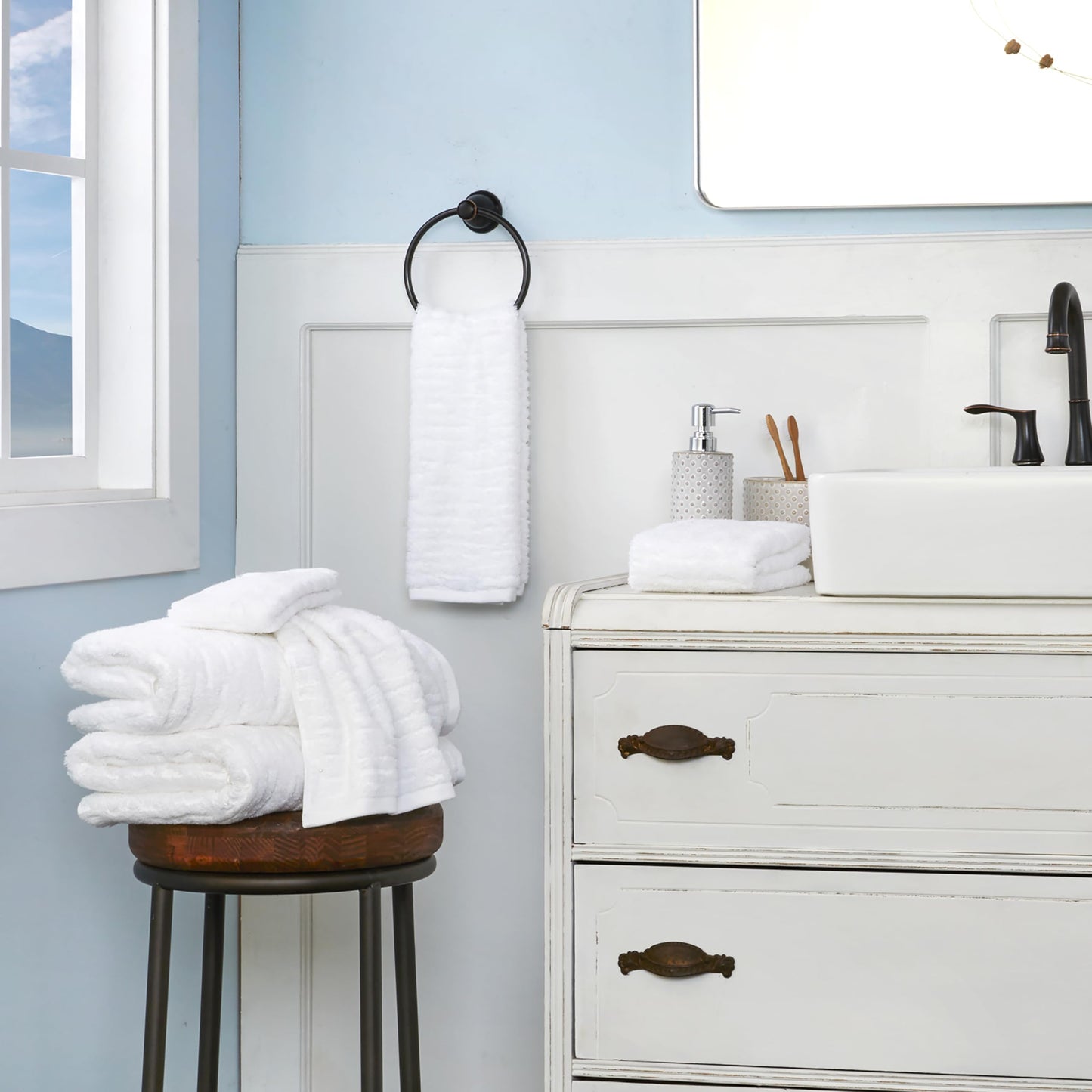 SKL Home CloudSoft Cotton Luxury 4 Pc Bath Towel Set, White
