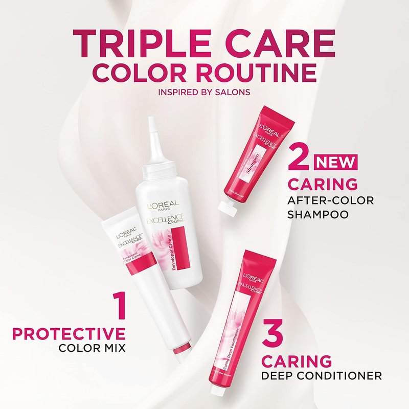 L'Oreal Paris Excellence Creme Hair Color - 6 Light Brown Dye Kit for Gray Coverage | Pack of 2
