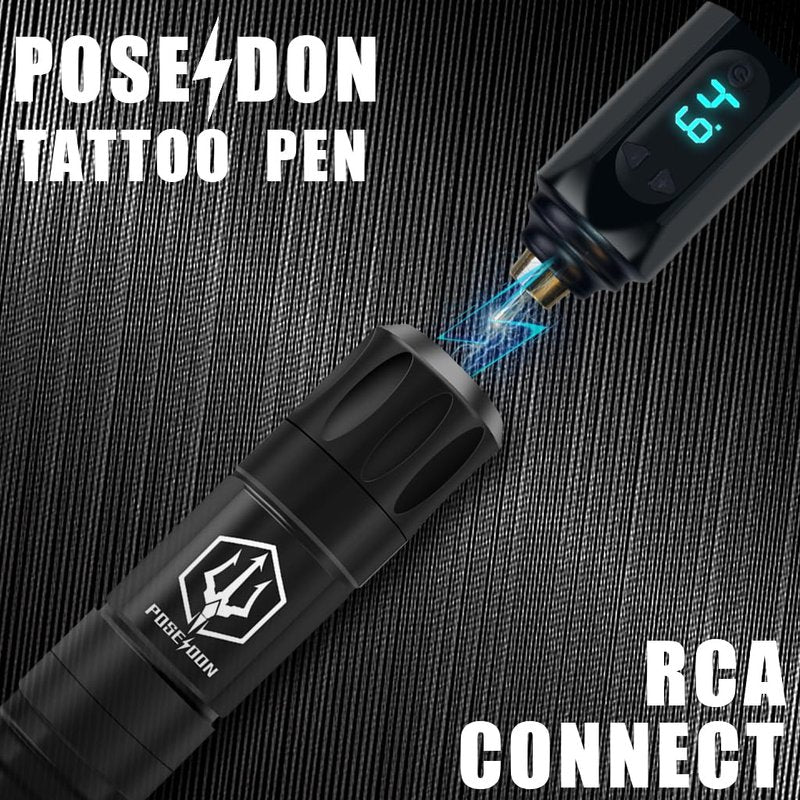 POSEIDON Tattoo Gun Kit - Wireless Tattoo Pen Kit Tattoo Kit with 2Pcs Tattoo Battery and 20 Pcs Tattoo Cartridge Needles, Complete Tattoo Machine kit Tattoo Supplies for Beginners