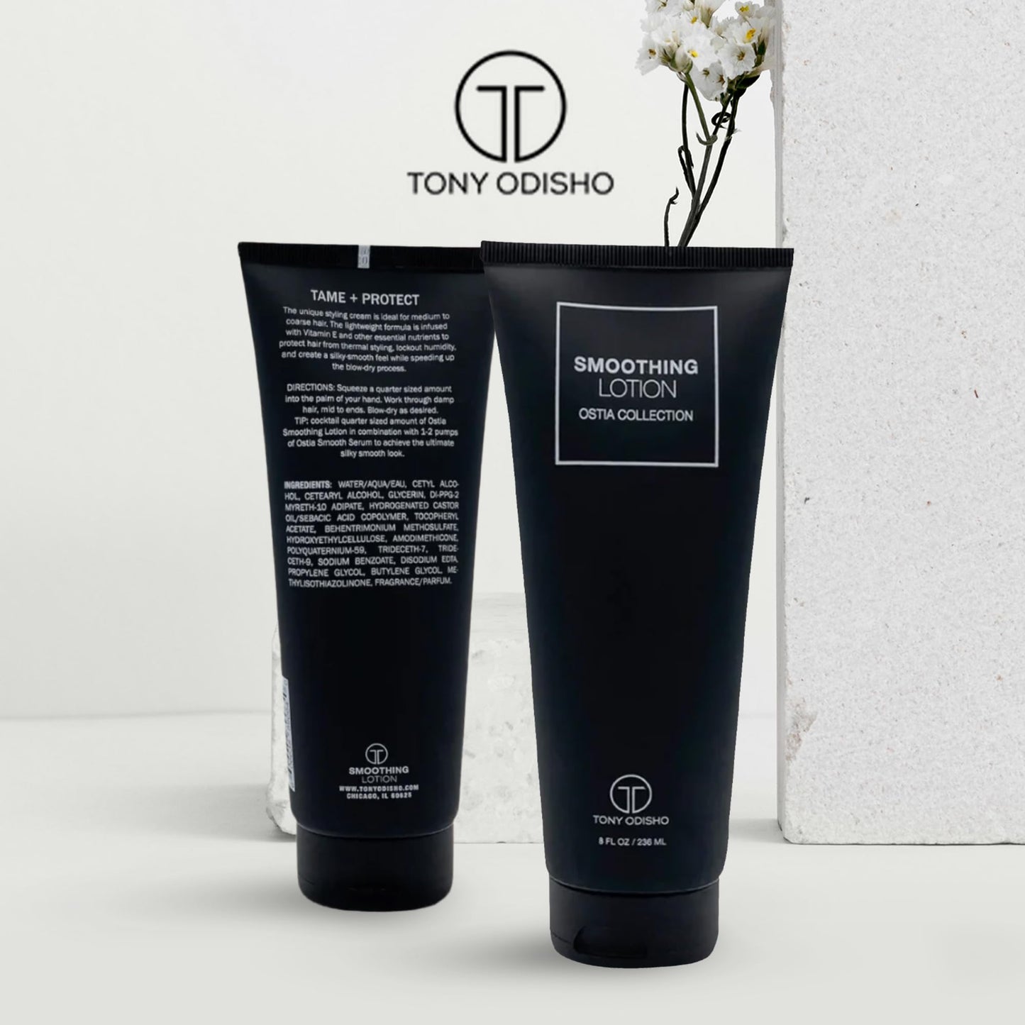 Tony Odisho Ostia Smoothing Lotion – Anti Frizz Hair Styling Cream with Argan & Coconut Oils – Smooth, Define & Shine for All Hair Types – Lightweight Hydration for Straight, Wavy & Curly Hair - 8 Oz