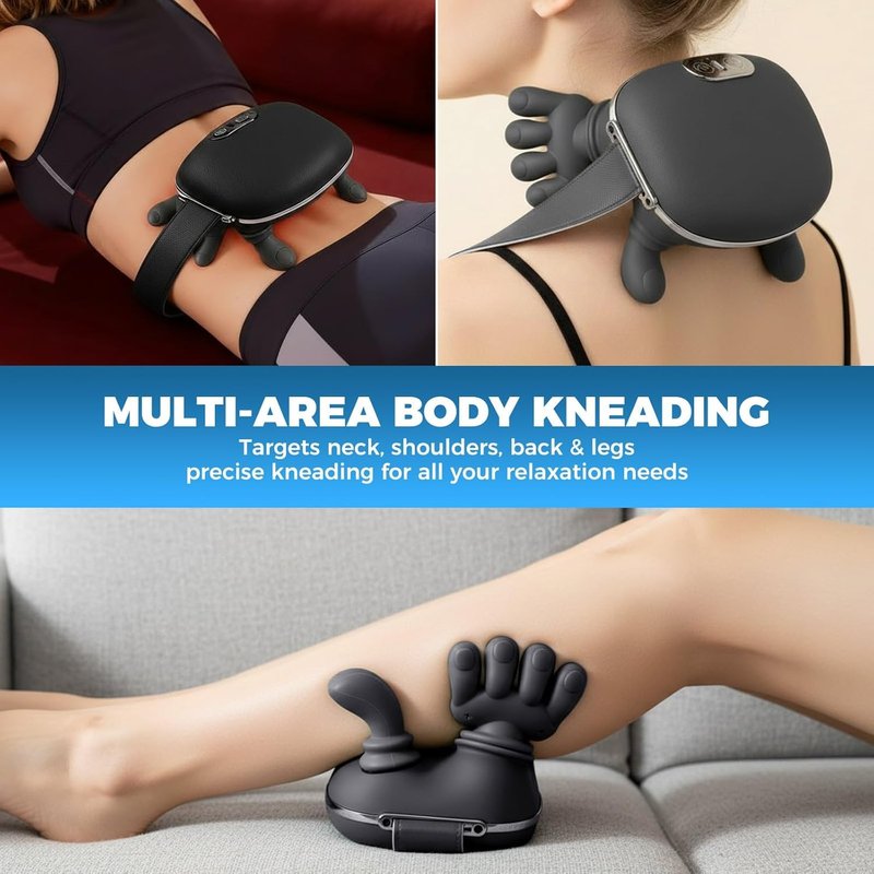 4D Bionic Heated Neck Massager - Real Palm Massage Simulation, 3 Intensity Levels | Relax Muscle Tension