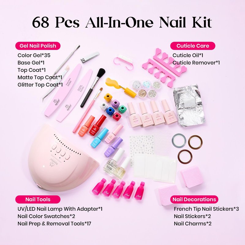 Beetles Gel Nail Polish Kit with U V Light -35 Colors Gel Polish Set 68 Pcs One Color One Bottle Mood Mosaic Nail Kit with Top Base Coat Beauty Must Have DIY Salon Manicure Gifts for Women