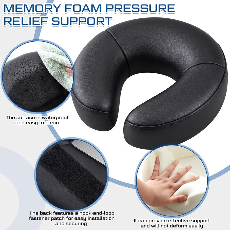 Qunclay Adjustable Massage Headrest - Portable Face Cradle with Soft Pillow Cushion | Ideal for Home & Professional Use (Black)
